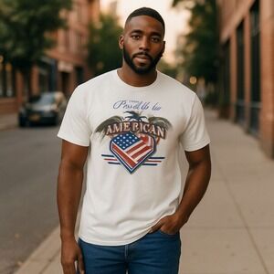 Vintage 90s Proud to Be‎ American T-Shirt USA Eagle Flag All Sport XXL 25x30